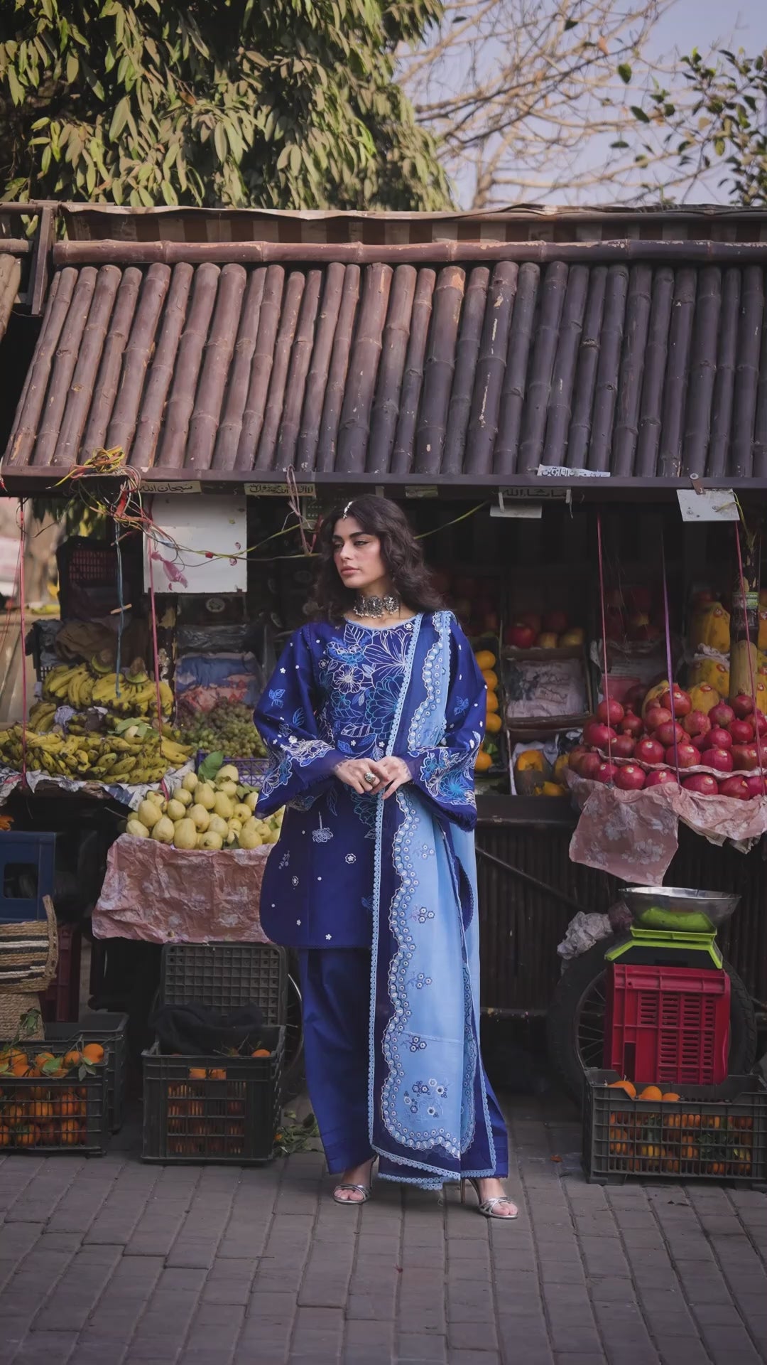 Blue Binilyas Suroor Lawn'26 Embroidered Unstitched 3-Piece Suit-244-B