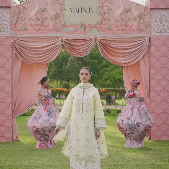 Yellow-Mahnur Morbagh Luxury Lawn'26 Embroidered Unstitched 3-Piece Suit-M-12