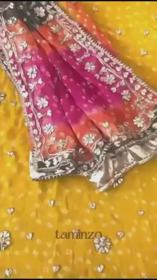 Musk Chunri Printed Hand Embellished Gota Work Unstitched 2-Piece Suit-5A