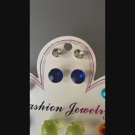 Multi Glitter Jewellery Assorted Stud Earrings Set