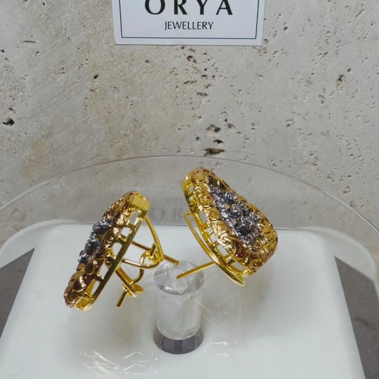 Orya Jewellery Stud Earrings-Purple