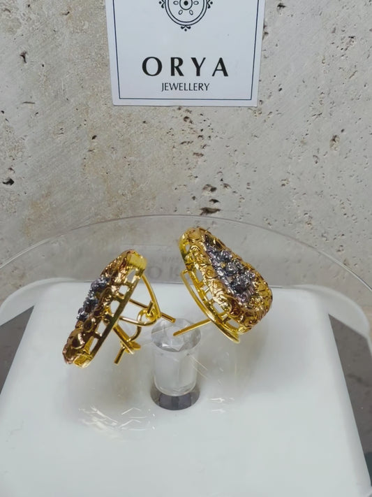 Orya Jewellery Stud Earrings-Purple
