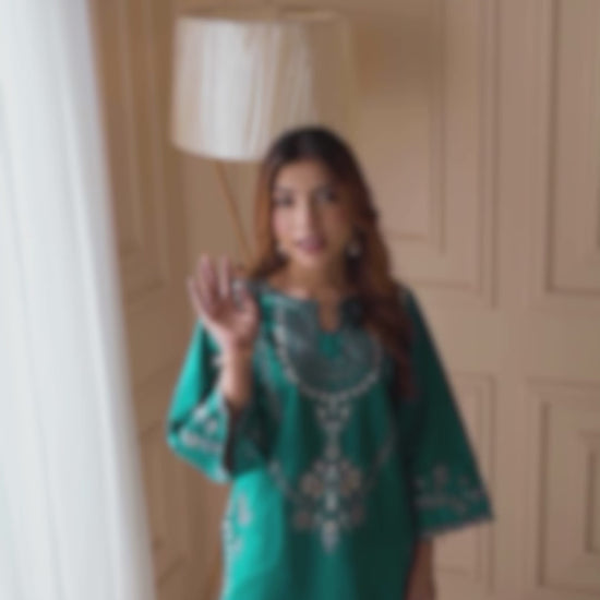 Tehzeeb Libas Lawn Embroidered Stitched 2-Piece Suit-Zirwa