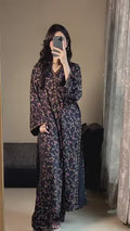 Tehzeeb Libas Summer Linen Embroidered Stitched 2-Piece Suit-MIDNIGHT GOLD