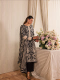 Black and Ivory Mahnur Jahaan Lawn'26 Embroidered Unstitched 3-Piece Suit-MJ-09