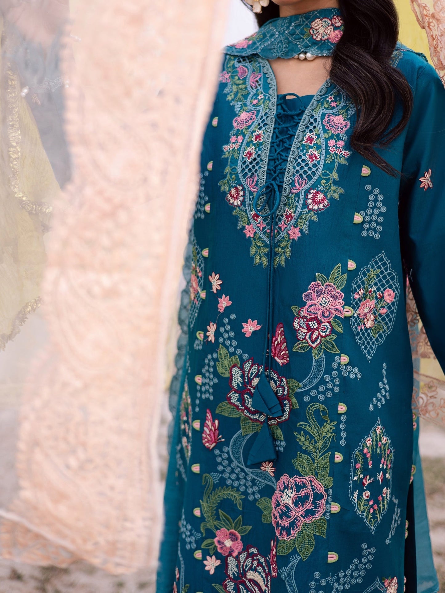 Blue Parishay Dil e Raqsam Lawn'26 Embroidered Unstitched 3-Piece Suit-DR-08