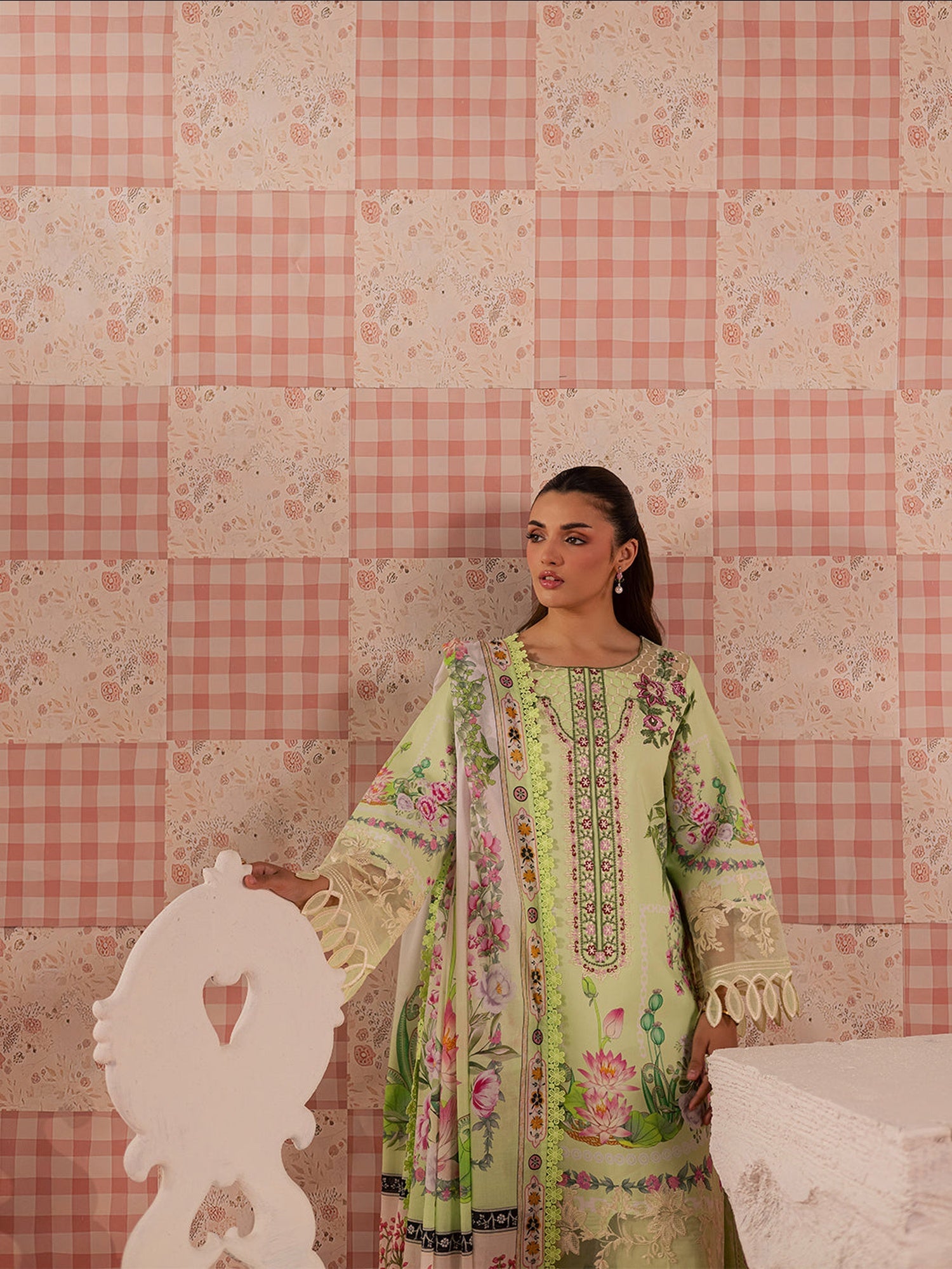 Pistachio Mahnur Afsana Lawn'26 Embroidered Unstitched 3-Piece Suit-AL-01