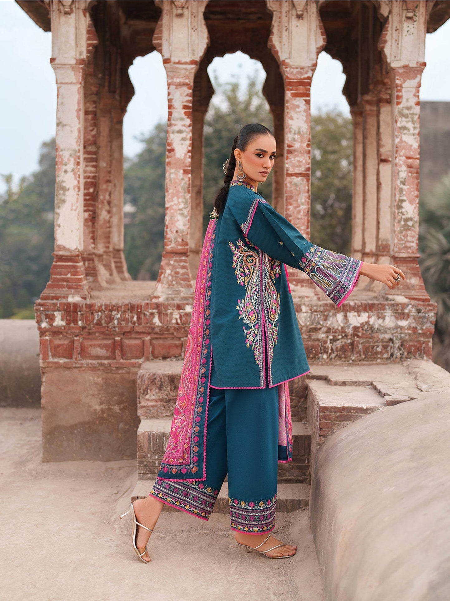 Blue Binilyas Suroor Lawn'26 Embroidered Unstitched 3-Piece Suit-246-A
