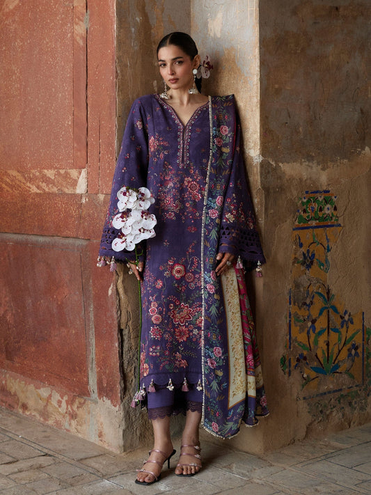 Purple Hussain Rehar Zan SS'26 Lawn Embroidered Unstitched 3-Piece Suit-Mor