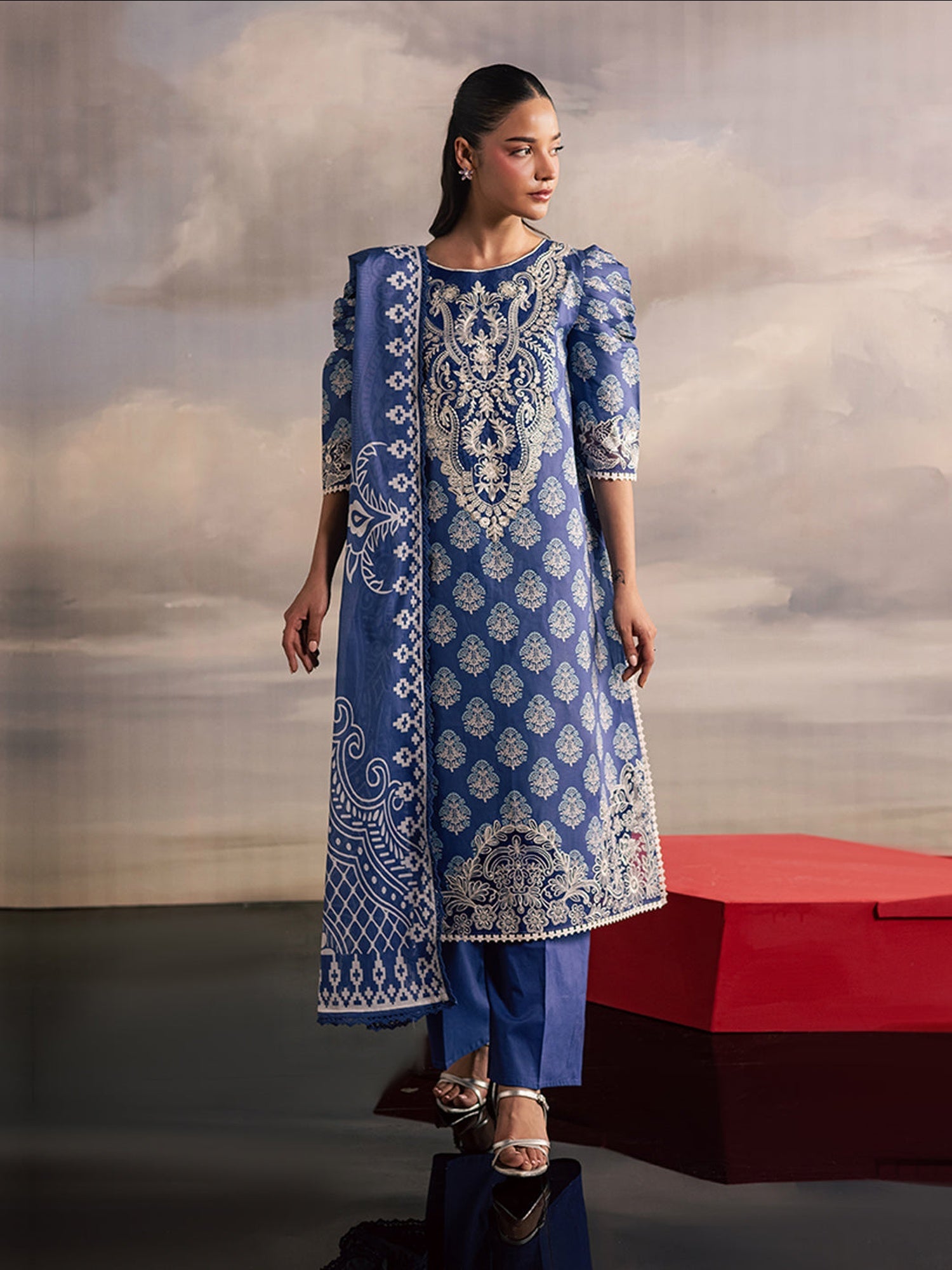 Mahnur Afsana Lawn'26 Embroidered Unstitched 3-Piece Suit-AL-04-Blue