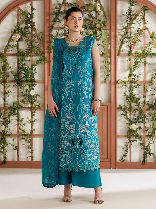 Blue Parishay Marbella Summer Lawn‘26 Embroidered Unstitched 3-Piece Suit-MB-08