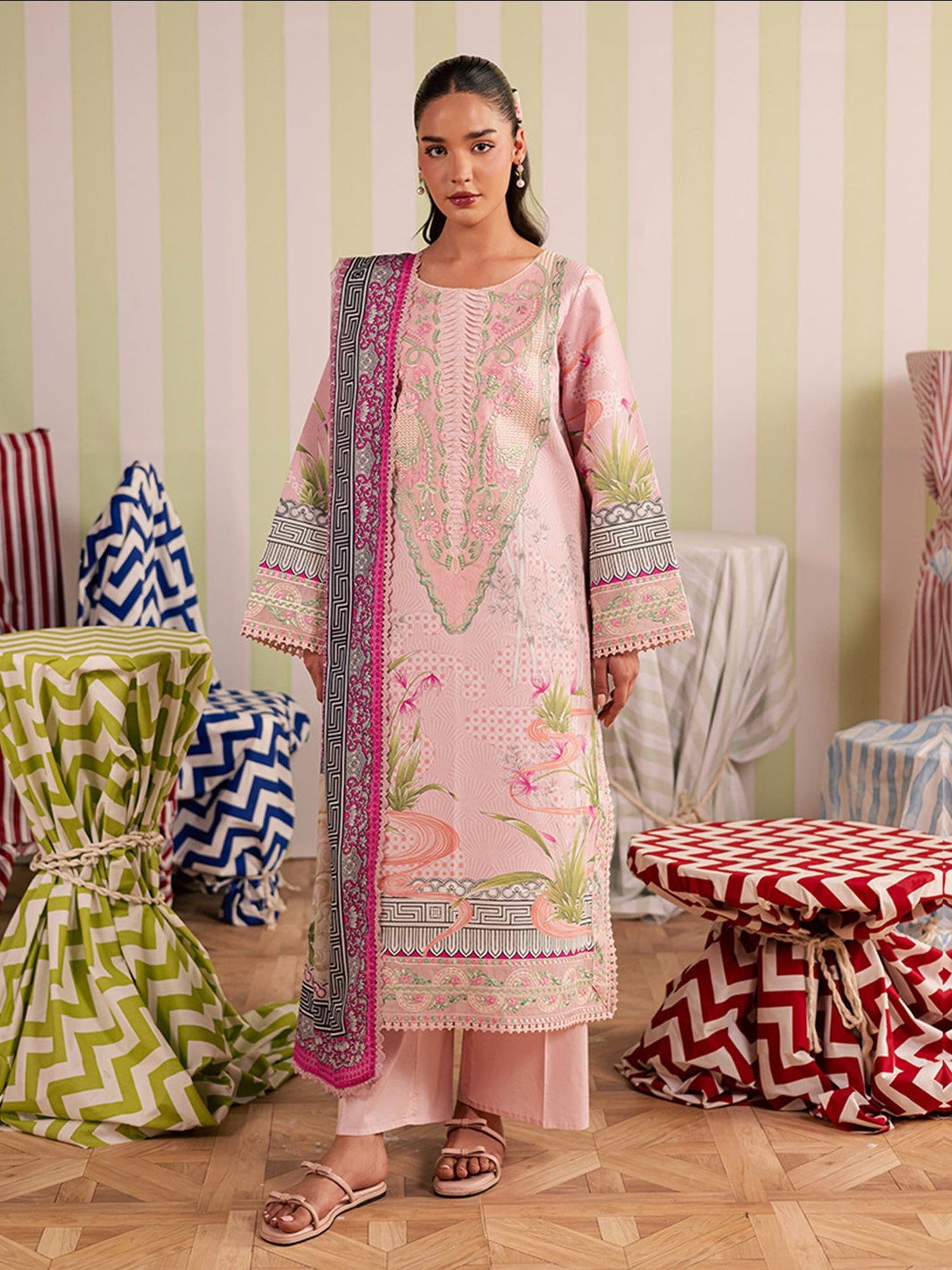 Pink Mahnur Afsana Lawn'26 Embroidered Unstitched 3-Piece Suit-AL-06