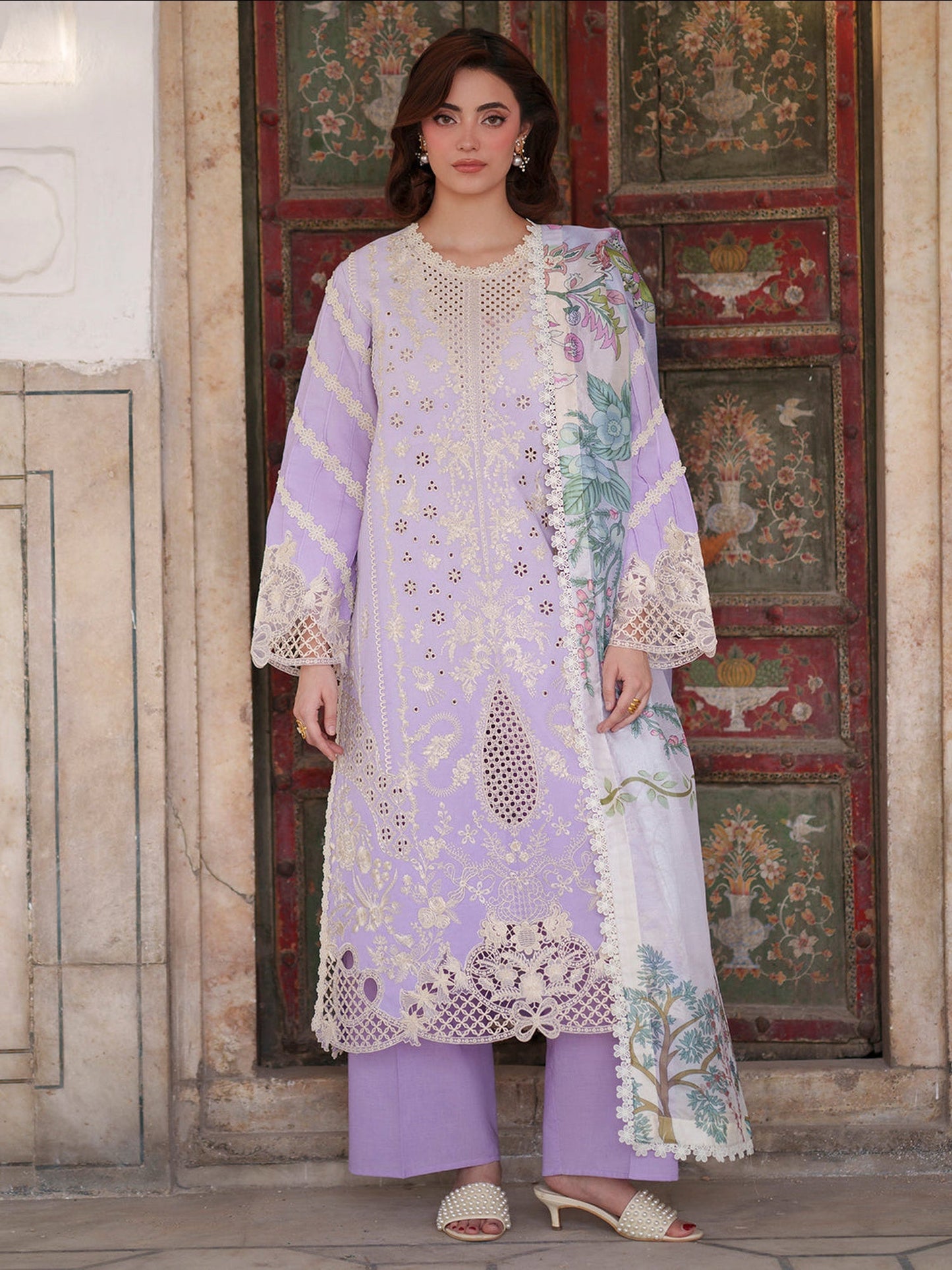 Lilac Mahnur Nilofer Luxury Lawn'26 Embroidered Unstitched 3-Piece Suit-NL-05
