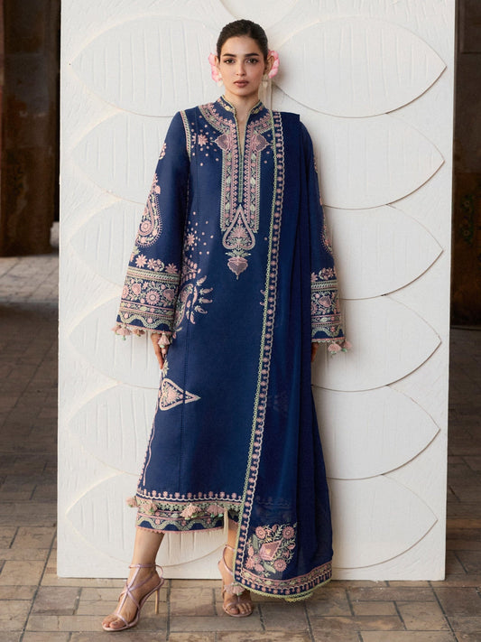 Blue Hussain Rehar Zan SS'26 Lawn Embroidered Unstitched 3-Piece Suit-Abi