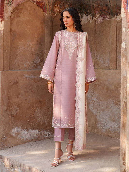 Pink Binilyas Suroor Lawn'26 Embroidered Unstitched 3-Piece Suit-245-B