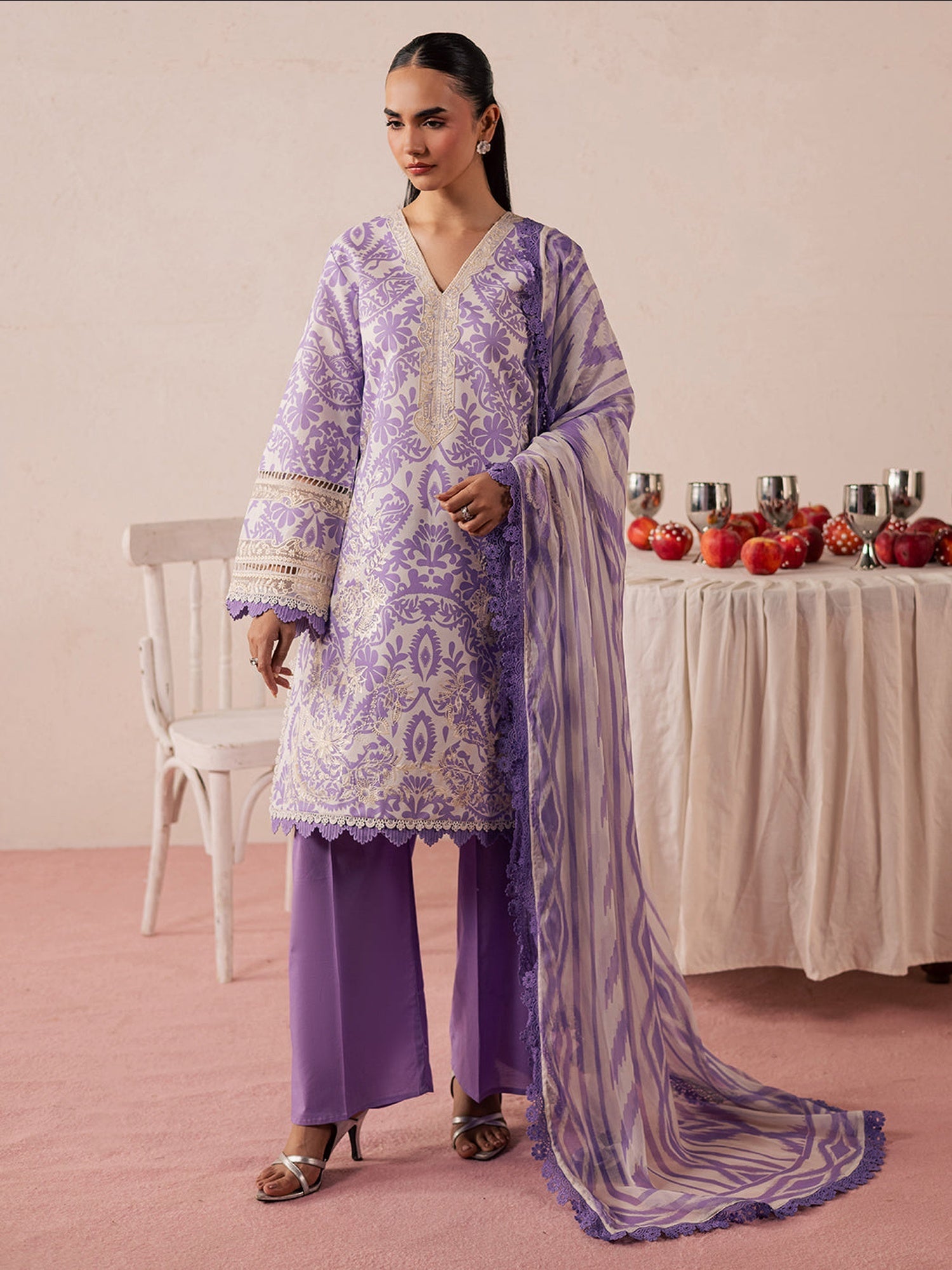 Lilac Mahnur Jahaan Lawn'26 Embroidered Unstitched 3-Piece Suit-MJ-10