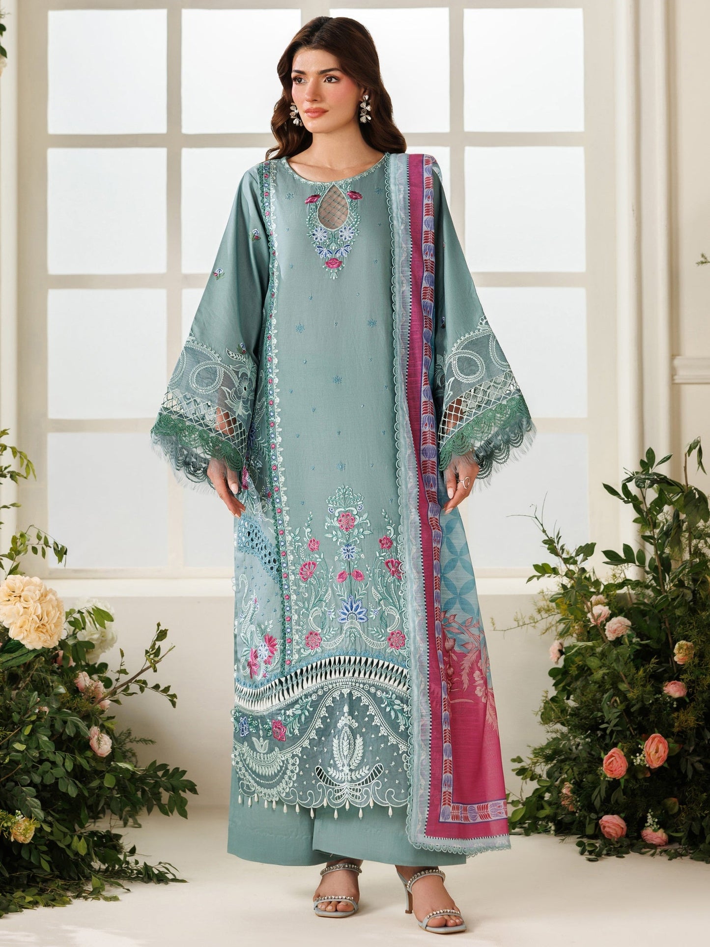 Blue Parishay Marbella Summer Lawn‘26 Embroidered Unstitched 3-Piece Suit-MB-11