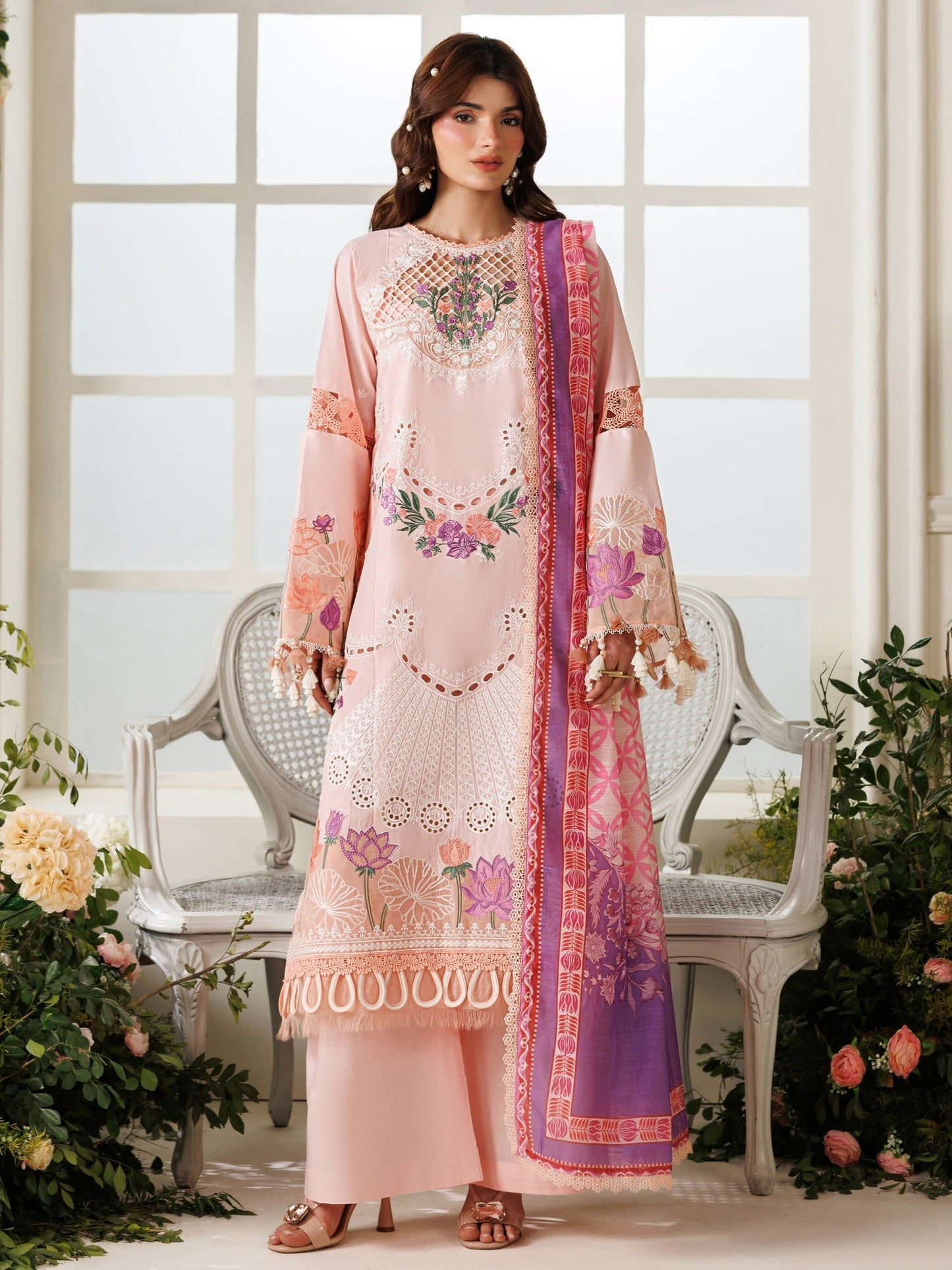 Pink Parishay Marbella Summer Lawn‘26 Embroidered Unstitched 3-Piece Suit-MB-13
