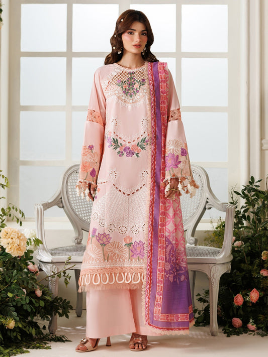 Pink Parishay Marbella Summer Lawn‘26 Embroidered Unstitched 3-Piece Suit-MB-13