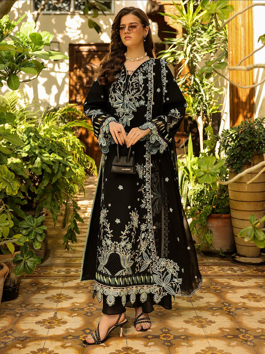 Black-Mahnur Shanaya Lawn Vol.2 Embroidered Stitched 3-Piece Suit-SH-03