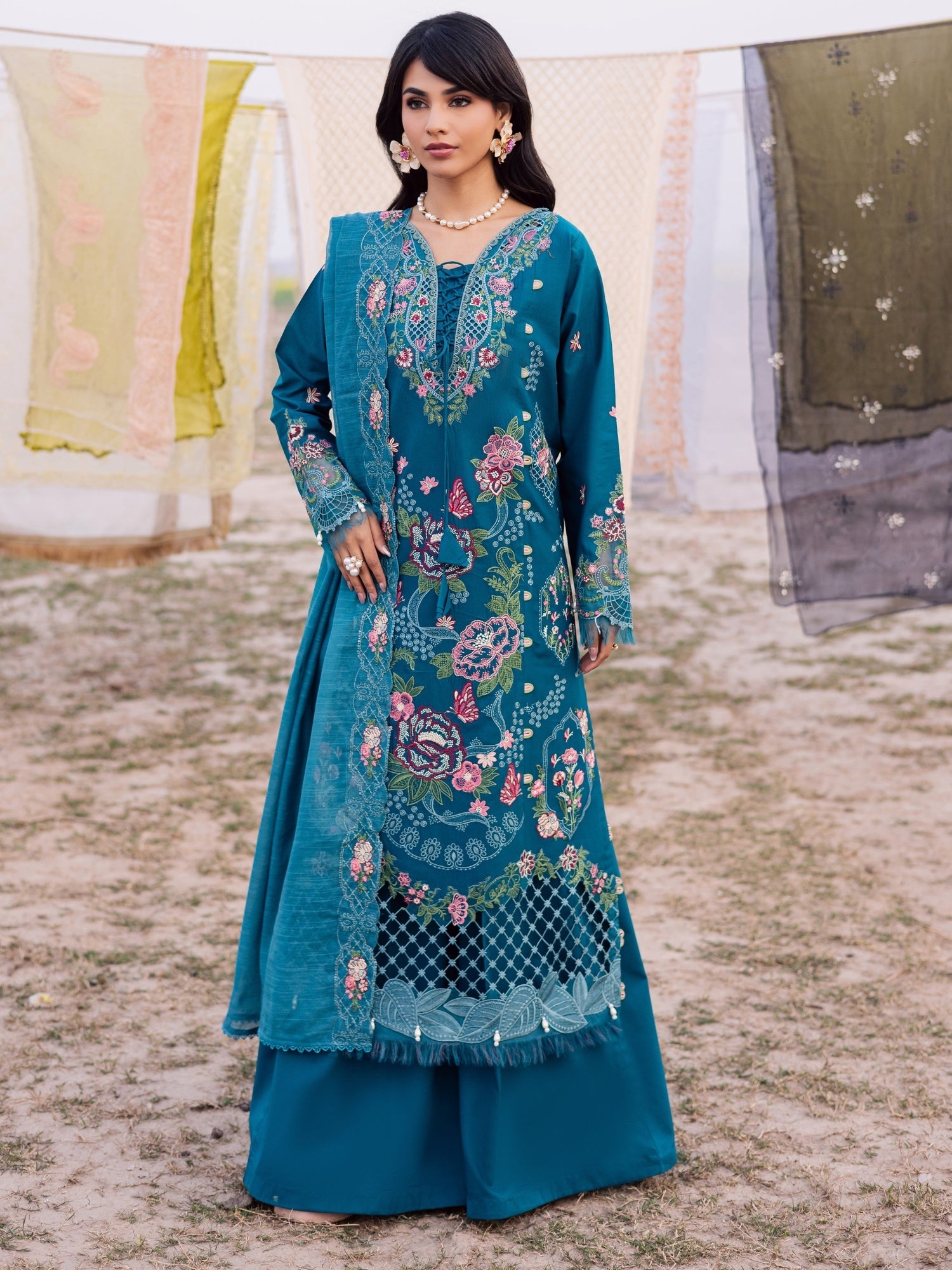 Blue Parishay Dil e Raqsam Lawn'26 Embroidered Unstitched 3-Piece Suit-DR-08