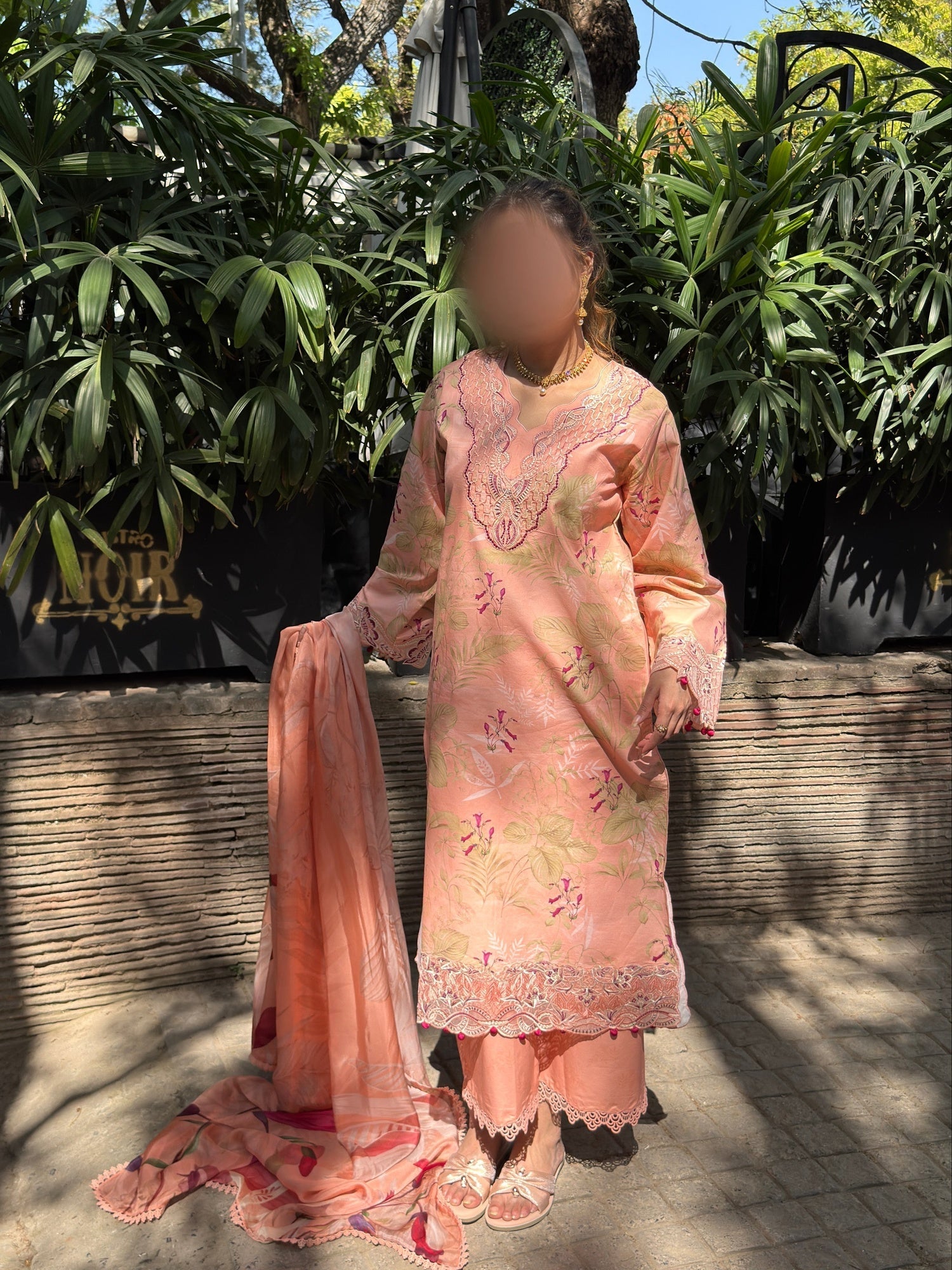 Peach Sehrish Kanwal Festive Print'26 Lawn Embroidered Stitched 3-Piece Suit-Crown