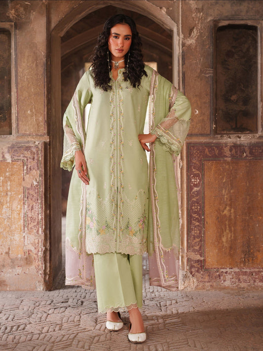 Mint Green Binilyas Suroor Lawn'26 Embroidered Unstitched 3-Piece Suit-243-A