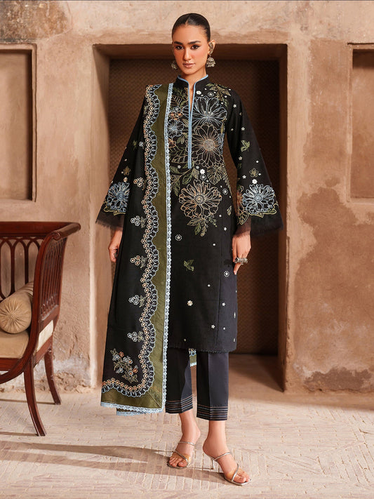 Black Binilyas Suroor Lawn'26 Embroidered Unstitched 3-Piece Suit-244-A