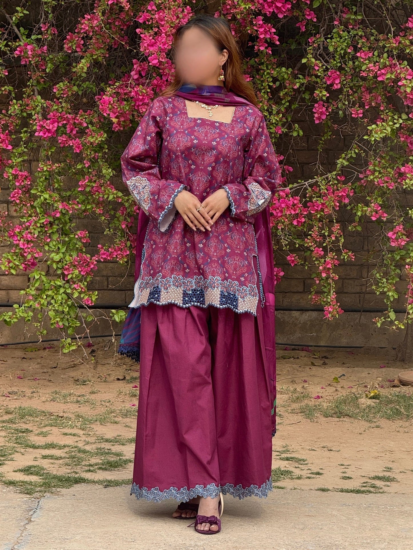Pink Sehrish Kanwal Festive Print'26 Lawn Embroidered Stitched 3-Piece Suit-Bloom