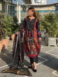 Black Sehrish Kanwal Festive Print'26 Lawn Embroidered Stitched 3-Piece Suit-Eshal