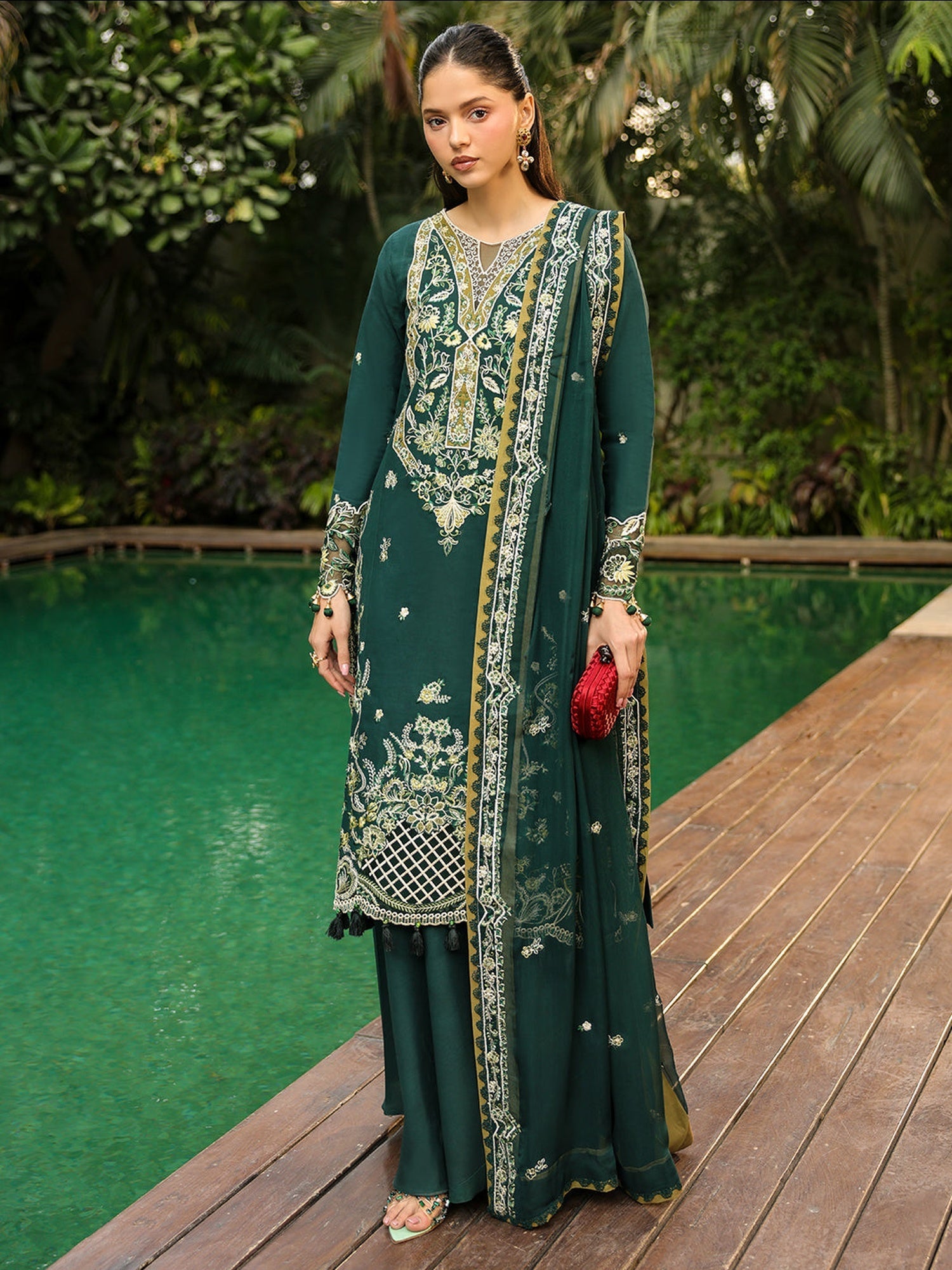 Green-Mahnur Shanaya Lawn Vol 2 Embroidered Stitched 3-Piece Suit-SH-13