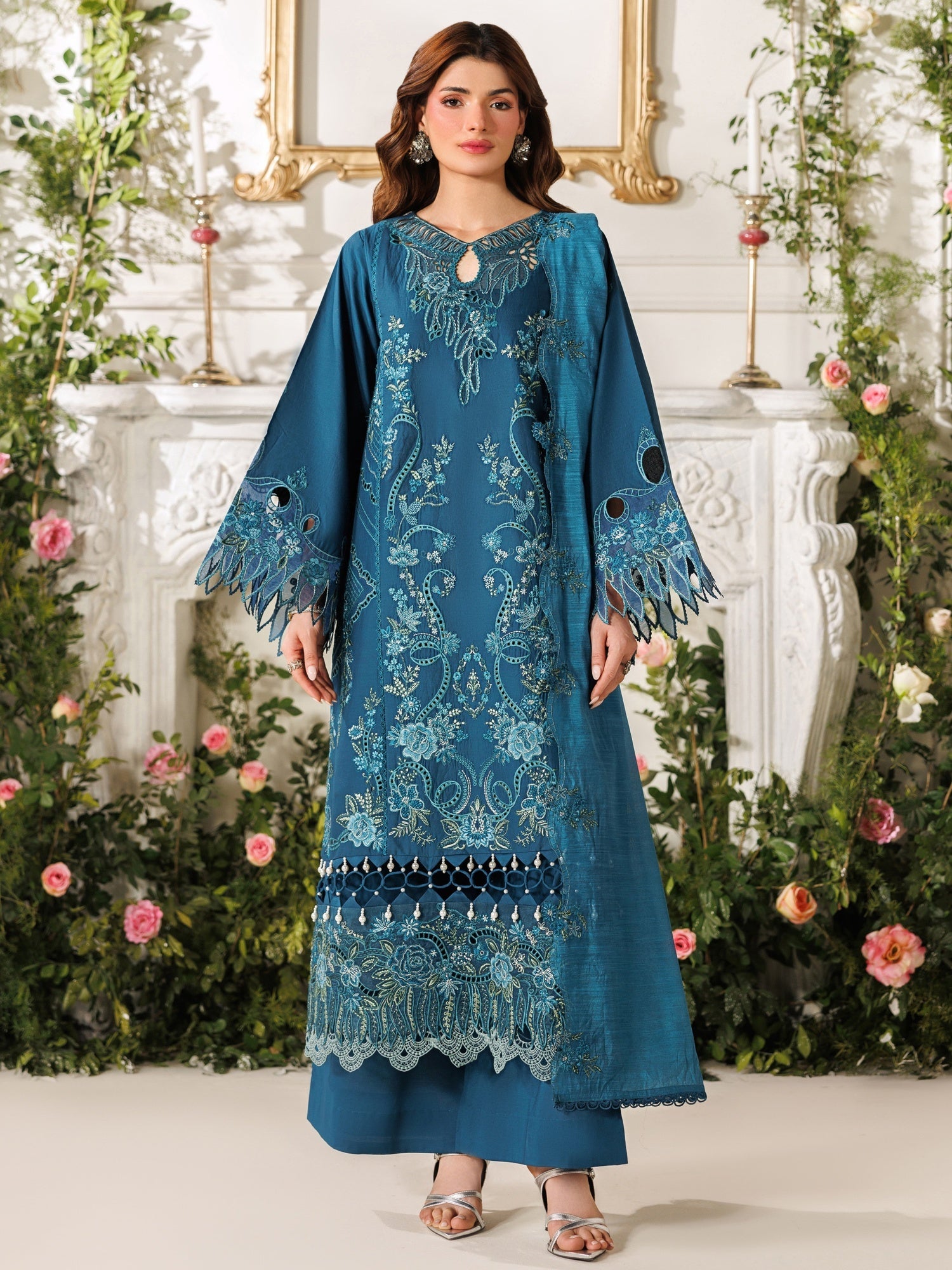 Blue Parishay Marbella Summer Lawn‘26 Embroidered Unstitched 3-Piece Suit-MB-10