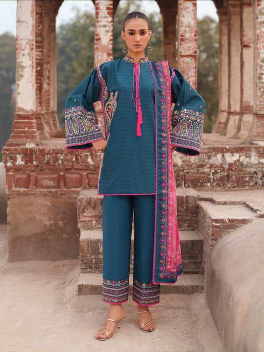 Blue Binilyas Suroor Lawn'26 Embroidered Unstitched 3-Piece Suit-246-A