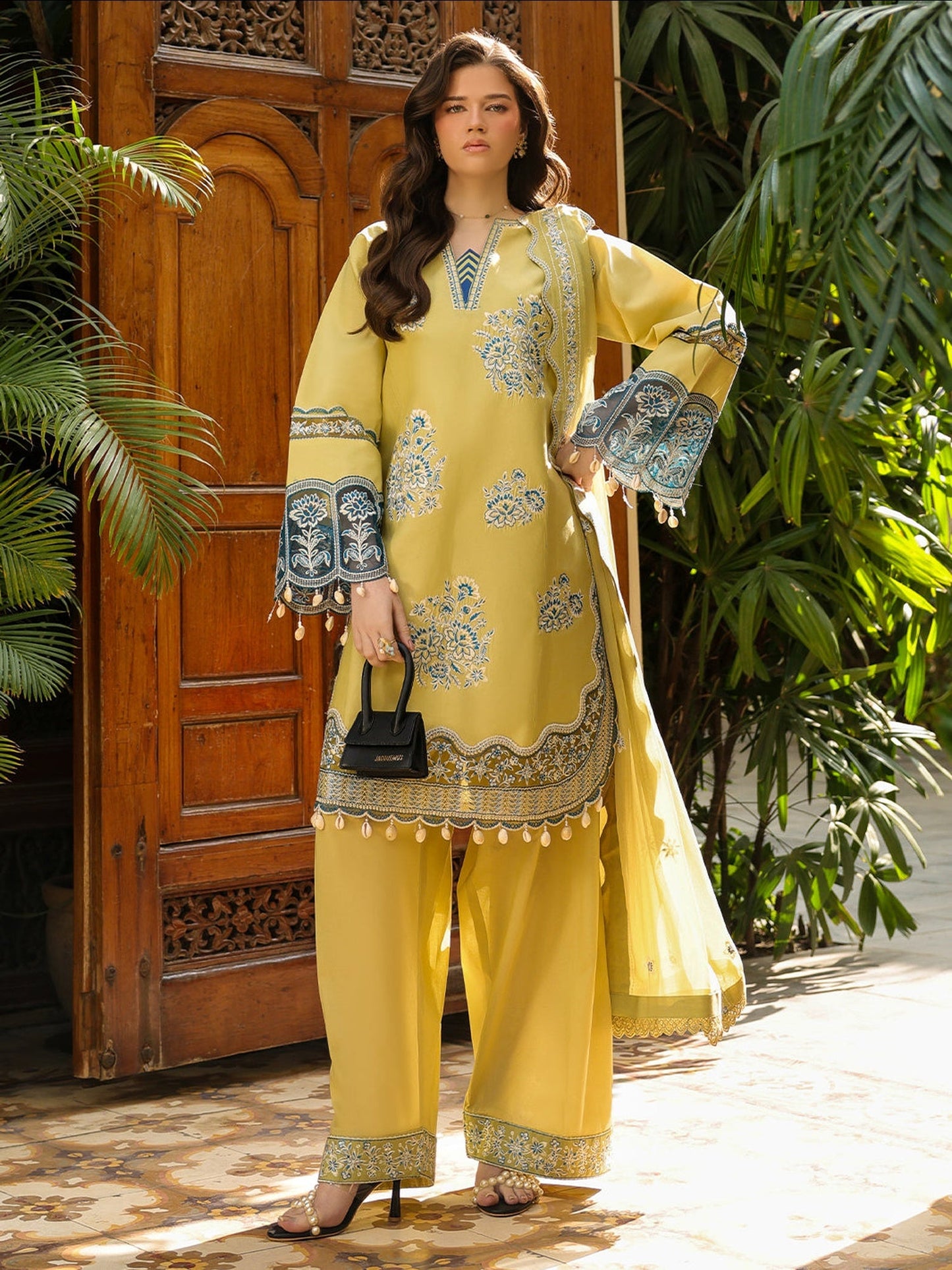 Yellow-Mahnur Shanaya Lawn Vol-2 Embroidered Stitched 3-Piece Suit-SH-01
