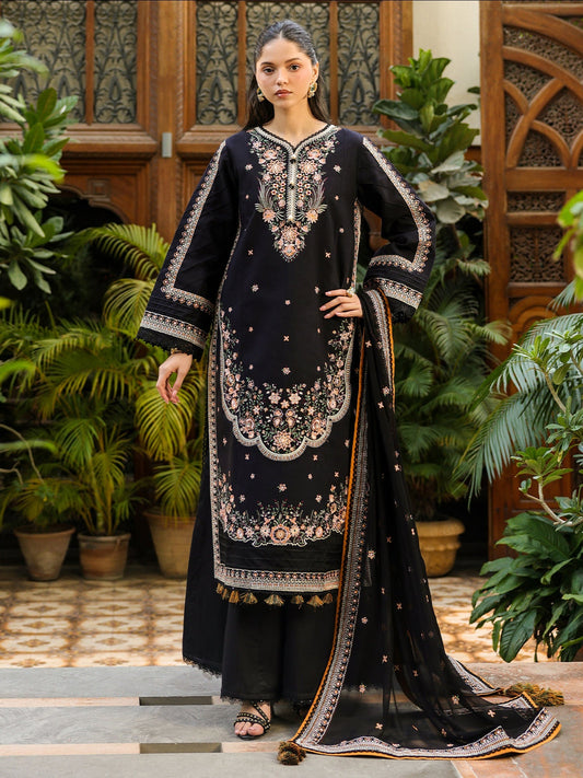 Black-Mahnur Shanaya Lawn Vol 2 Embroidered Stitched 3-Piece Suit-SH-06