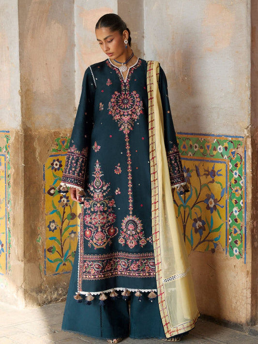 Blue Hussain Rehar Zan SS'26 Lawn Embroidered Unstitched 3-Piece Suit-Cinko