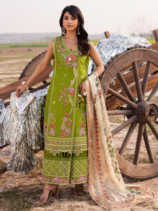 Mint Green Parishay Dil e Raqsam Lawn'26 Embroidered Unstitched 3-Piece Suit-DR-09
