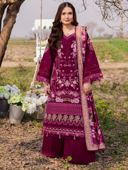 Magenta Parishay Dil e Raqsam Lawn'26 Embroidered Unstitched 3-Piece Suit-DR-07