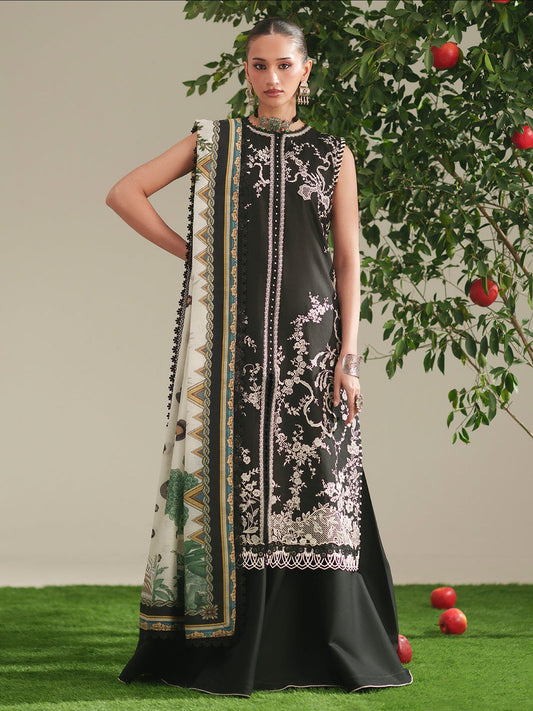 Black Binilyas Jojo Summer'26 Lawn Embroidered Unstitched 3-Piece Suit-762