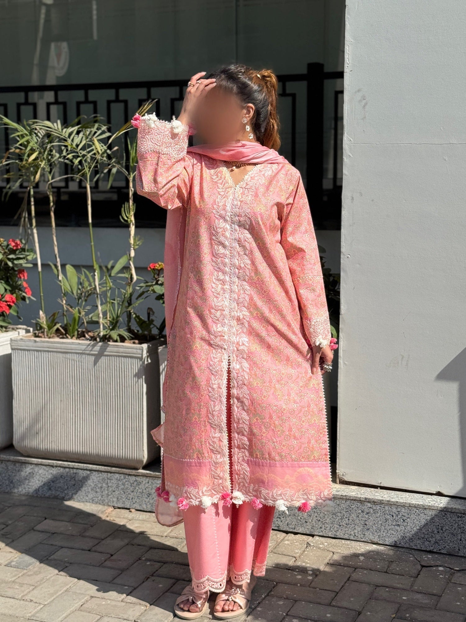 Pink Sehrish Kanwal Festive Print'26 Lawn Embroidered Unstitched 3-Piece Suit-Flora