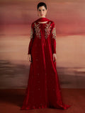 Red Allure By IH Full Circle Tussel Silk Embroidered Kaftan Set-Endless