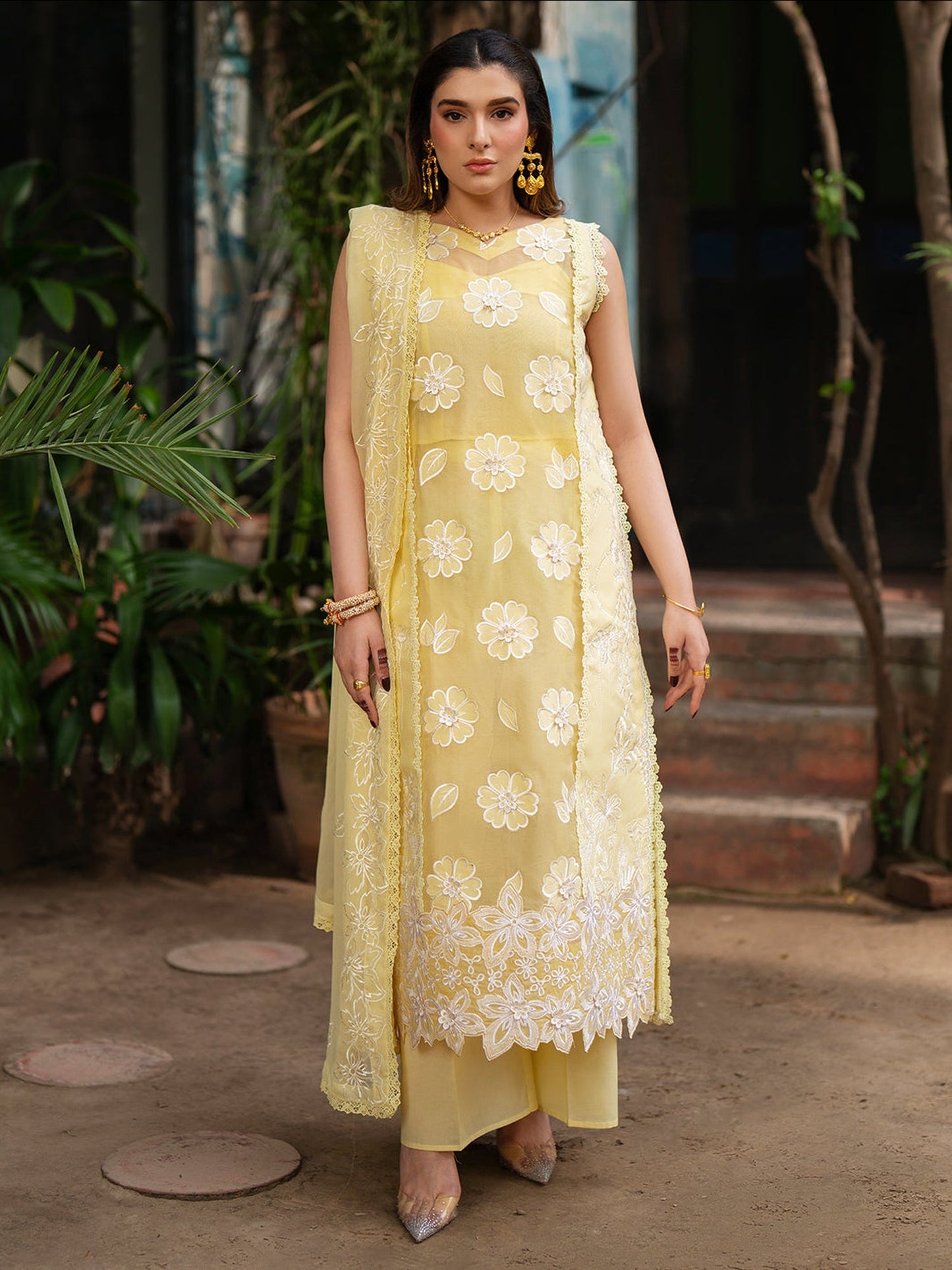 Mahnur Satrangi Lawn '26 Embroidered Unstitched 3-Piece Suit-ST-11 Yellow 