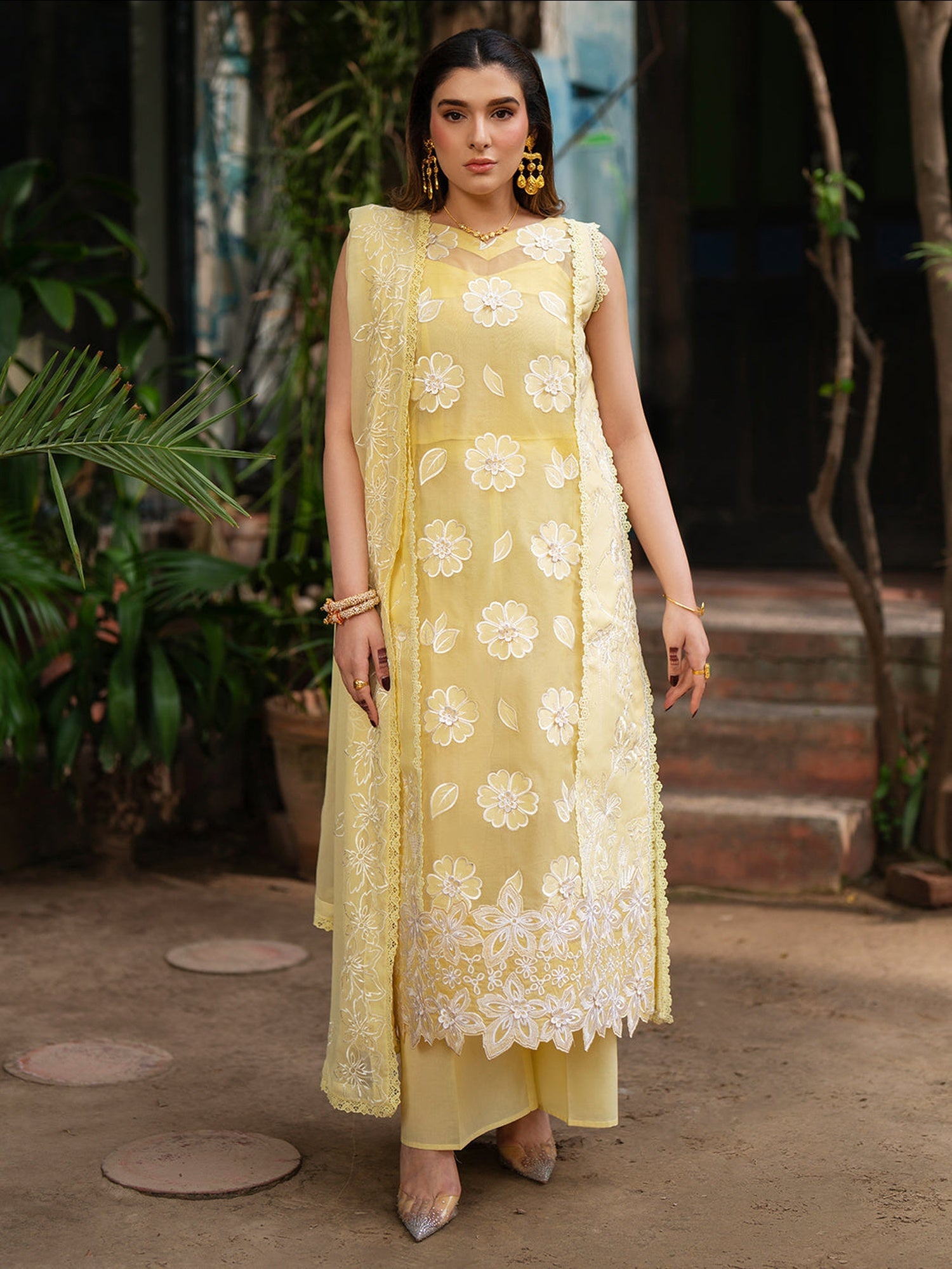 Mahnur Satrangi Lawn '26 Embroidered Unstitched 3-Piece Suit-ST-11 Yellow 