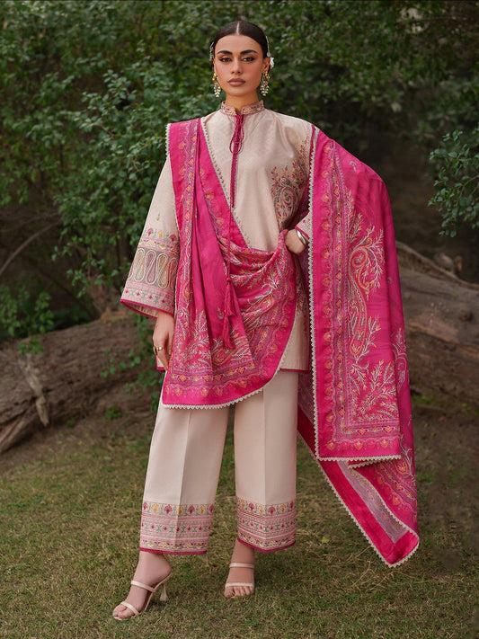 Pink Binilyas Suroor Lawn'26 Embroidered Unstitched 3-Piece Suit-246-B