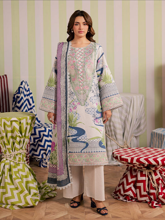 Ivory Mahnur Afsana Lawn'26 Embroidered Stitched 3-Piece Suit-AL-07