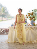 Yellow Mahnur Nilofer Luxury Lawn'26 Embroidered Unstitched 3-Piece Suit-NL-07