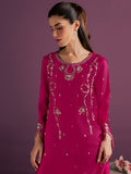 Pink Allure By IH Full Circle Tussel Silk Embroidered Kaftan Set-Orbit