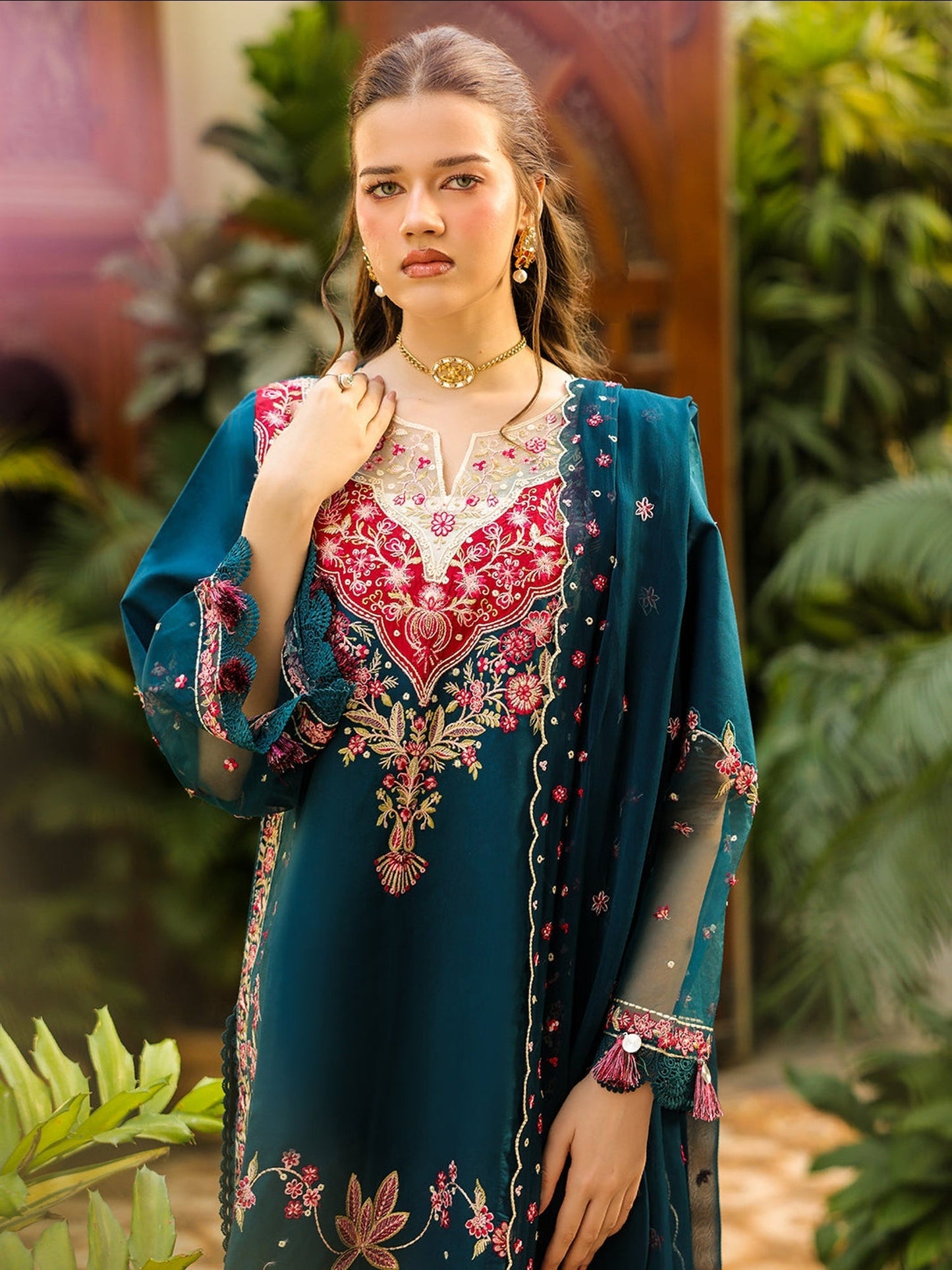 Blue-Mahnur Shanaya Lawn Vol 2 Embroidered Stitched 3-Piece Suit-SH-08