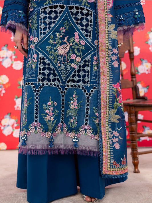 Blue Parishay Dil e Raqsam Lawn'26 Embroidered Unstitched 3-Piece Suit-DQ-12