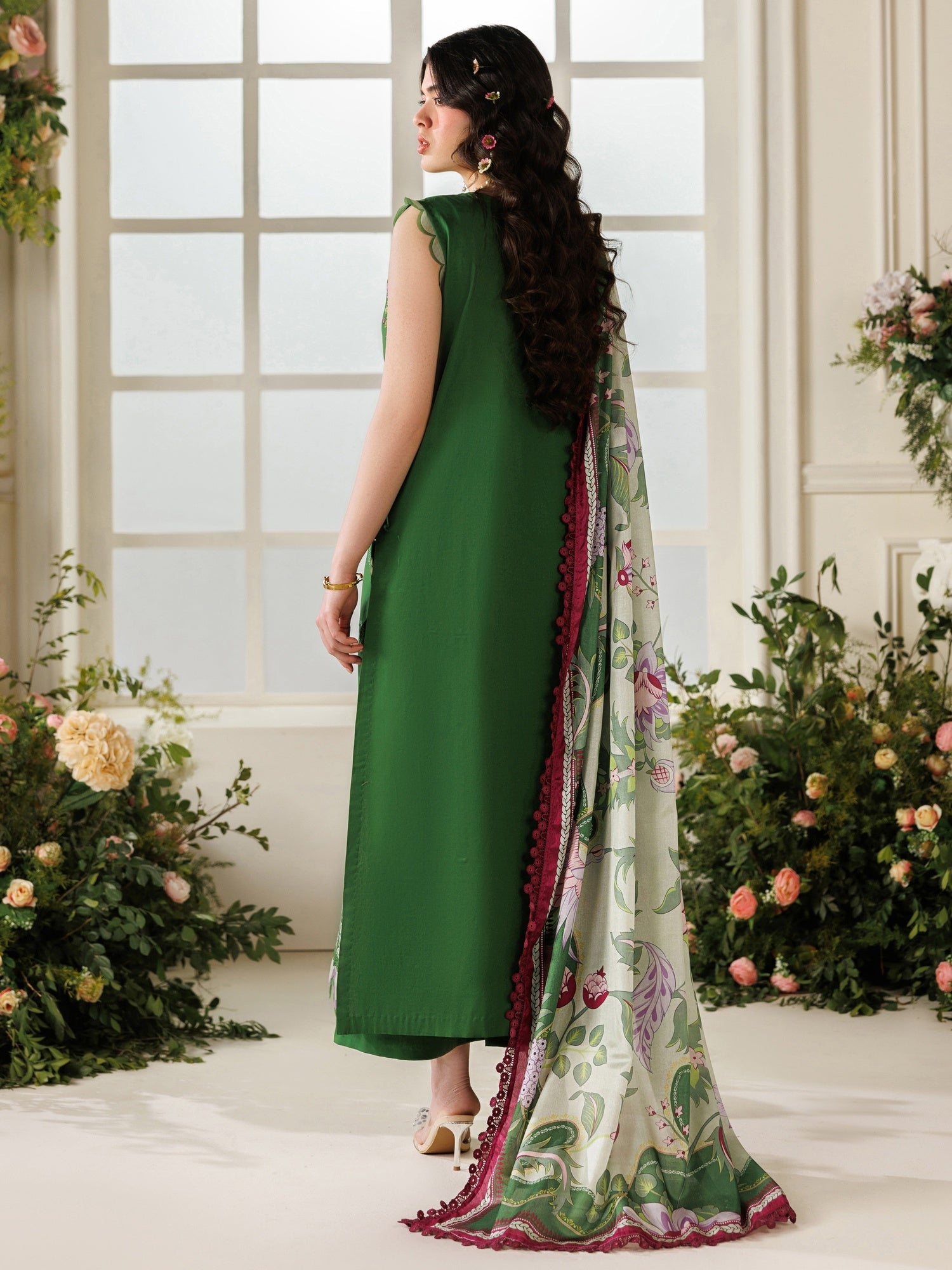 Green Parishay Marbella Summer Lawn‘26 Embroidered Unstitched 3-Piece Suit-MB-04